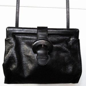 Vintage I. Magnin Black Leather Crossbody Bag